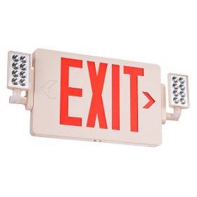 VEVOR LED Exit Sign with Emergency Lights, Two Heads Emergency Exit Light with Battery Backup, Combo Red Letter Fire Exit Lighting