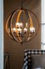 9- Light Globe Chandelier, Wood Chandelier Hanging Light Fixture with Adjustable Chain for Kitchen Dining Room Foyer Entryway, Bulb Not Included