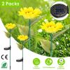 2Pcs Solar Powered Sunflower Lights 10 LED Decorative Stake Lamp IP65 Waterproof Pathway Landscape Lights For Garden Patio Yard Walkway