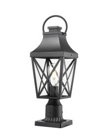 Outdoor Post Light,Lamp Post Light Fixture,Post Lantern with Pier Mount Base,Textured Black,19.5in,Suitable for Gardens, Yards or Entrances (1 pack)