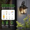 Outdoor Wall Lanterns 2-Pack, Black Waterproof Wall Sconce with Clear Glass Panels, Vintage Exterior Light Fixture for Porch, Patio, Garden