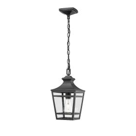 Outdoor Pendant Light E26 Socket, 14.5'' Modern Exterior Hanging Light Fixture with Clear Glass