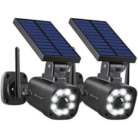 Techage SL669; Solar Battery Powered; Fake Security Camera; Motion-Activated Floodlights; Realistic Look; Easy To Install; IP66 Waterproof; Warni (Color: Black)