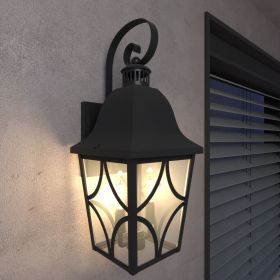 Outdoor Wall Light Fixtures, Waterproof Exterior Wall Sconce Porch Lights, Matte Black Outdoor Wall Lantern with Clear Glass (Color: As Pic)