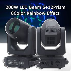 LED 200W Moving Head Light Beam&Spot 6+12 Rotating Prisms 12 Gobos 8+6Color Rainbow Effect Discharge -Lens DJ Party Stage (Plug Type: US PLUG)