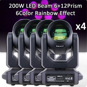 4Pcs/Lot LED Beam Spot 200W Moving Head Light Gobo/6+12Prism With DMX 512 Controller For Projector Dj Disco Stage Lighting (Color: 4Pcs Flight Case, Plug Type: AU Plug)