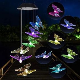 Yard Decor Lights; Solar Butterfly Chimes; 2023 Gifts for Mom/Dad/Women/Grandma/Wife/Daughter/Sister/Aunt/Nana/Grandfather/ ; Father Birthday Gif (Color: butterfly)